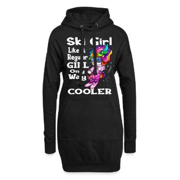 Skieur licorne ski sports d'hiver - Sweat-shirt à capuche long Femme - noir - Devant