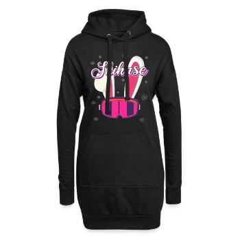 Skihase - Hoodie-Kleid - Schwarz - Vorne