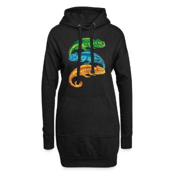 Chamäleon Retro - Hoodie-Kleid - Schwarz - Vorne