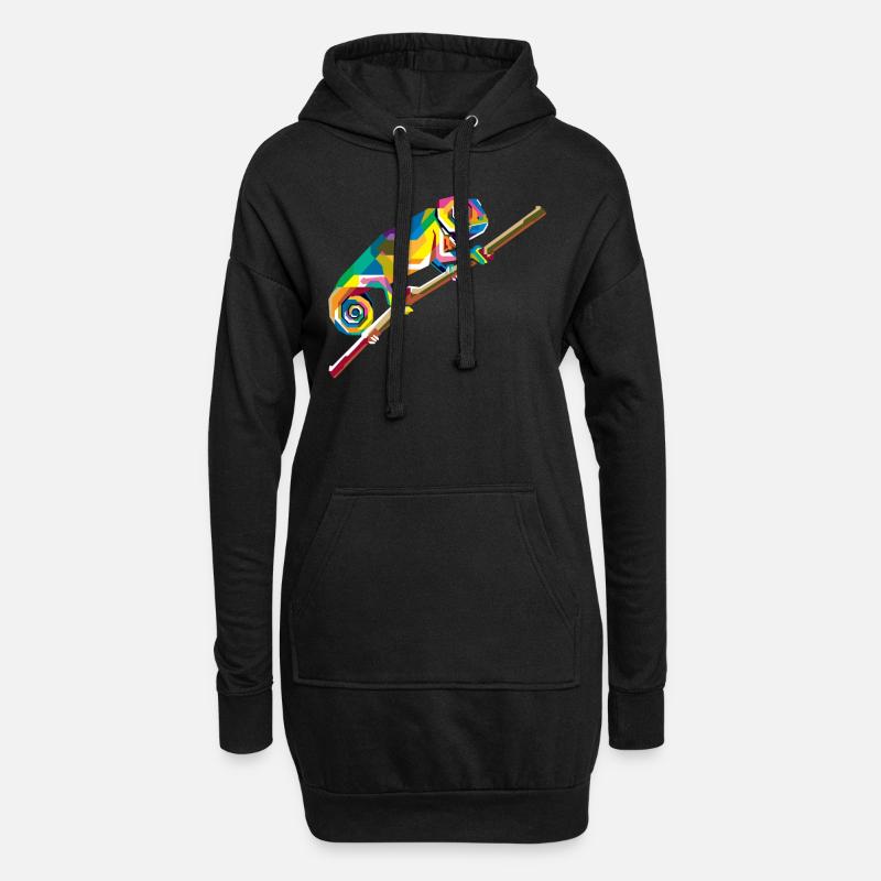 Chamäleon Tier - Hoodie-Kleid - Schwarz