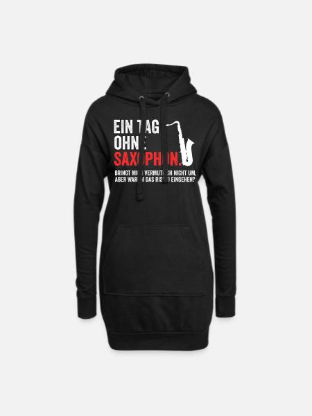 Saxophon - Hoodie-Kleid - Schwarz