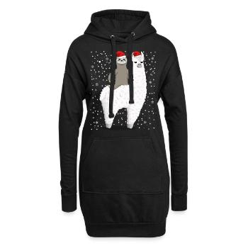 Santa Sloth Riding Llama Reindeer Christmas - Sweat-shirt à capuche long Femme - noir - Devant