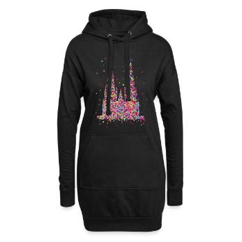 Cathédrale de Cologne, confettis - Sweat-shirt à capuche long Femme - noir - Devant