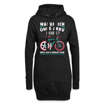 Fahrrad Ohne Akku - Anti E Bike Radfahrer - Hoodie-Kleid - Schwarz - Vorne