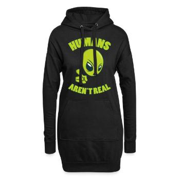 LES HUMAINS NE SONT PAS DE VRAIS cadeaux de science-fiction extraterrestres - Sweat-shirt à capuche long Femme - noir - Devant