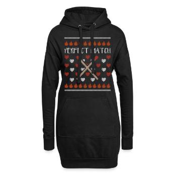 Cadeau partenaire moche pull moche - Sweat-shirt à capuche long Femme - noir - Devant