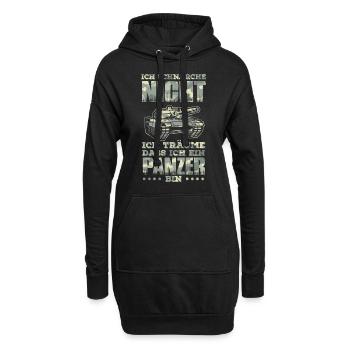 Ich schnarche nicht... träume bin ein Panzer - Hoodie-Kleid - Schwarz - Vorne