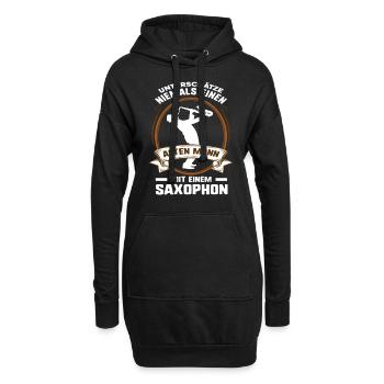 Saxophon Alter Mann - Hoodie-Kleid - Schwarz - Vorne