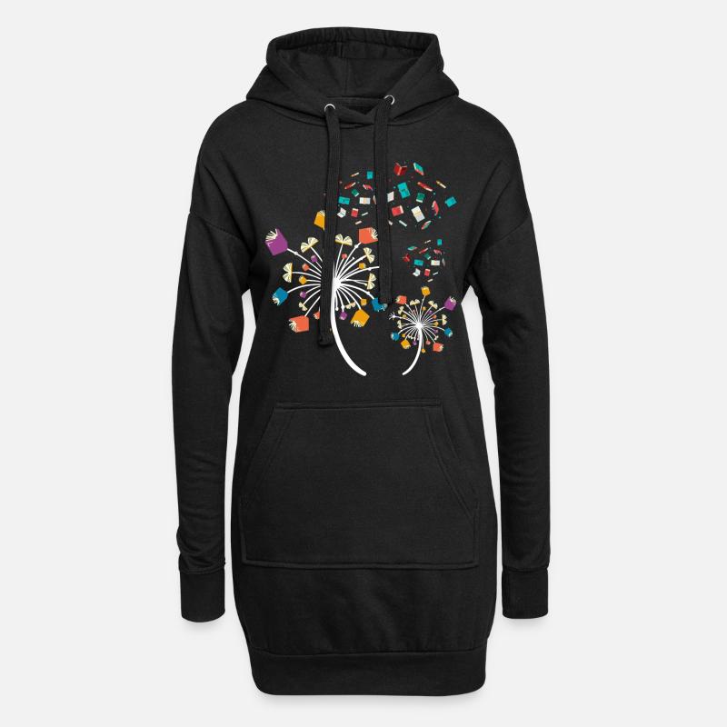 Buch Pusteblume - Hoodie-Kleid - Schwarz