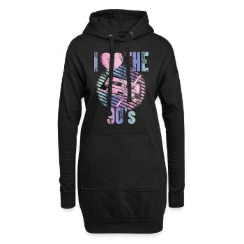 J'adore les années 90 - Sweat-shirt à capuche long Femme - noir - Devant