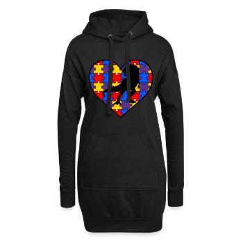 AUTISM AWARENESS DINO autisme cadeau autiste - Sweat-shirt à capuche long Femme - noir - Devant