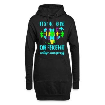 AUTISM DIFFERENT IS OK Cadeau pour les personnes autistes - Sweat-shirt à capuche long Femme - noir - Devant