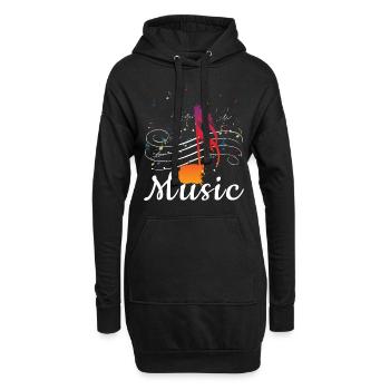 La musique est colorée - Sweat-shirt à capuche long Femme - noir - Devant