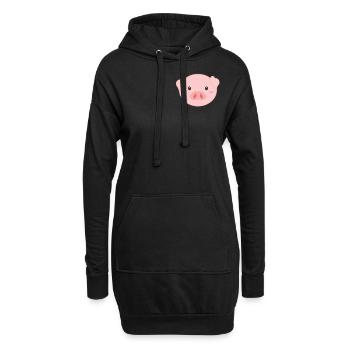 porc - Sweat-shirt à capuche long Femme - noir - Devant