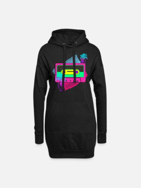 Fête des années 80 - Sweat-shirt à capuche long Femme - noir
