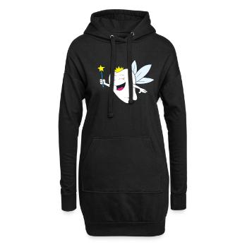 Fée - Fée joyeuse avec couronne et baguette magique - Sweat-shirt à capuche long Femme - noir - Devant