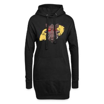 Sanglier chasse forestier trophée chasse sanglier sauvage - Sweat-shirt à capuche long Femme - noir - Devant