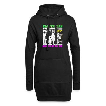 Elektriker - Hoodie-Kleid - Schwarz - Vorne