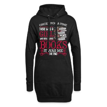 Bücher Lesen - Hoodie-Kleid - Schwarz - Vorne