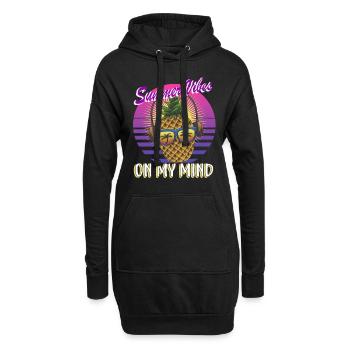 Retro Ananas Sommer Vibes in meinem Kopf - Hoodie-Kleid - Schwarz - Vorne