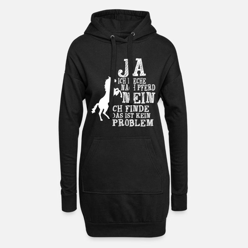 ja ich rieche nach pferd - Hoodie-Kleid - Schwarz