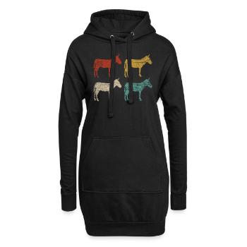 Animal de ferme âne - Sweat-shirt à capuche long Femme - noir - Devant