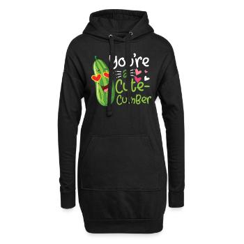 A cute cumber Valentinstag Spruch Gurke - Hoodie-Kleid - Schwarz - Vorne