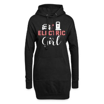 Electric Girl Geschenk Freundin Frau Elektroauto - Hoodie-Kleid - Schwarz - Vorne
