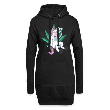 Licorne de cannabis - Sweat-shirt à capuche long Femme - noir - Devant