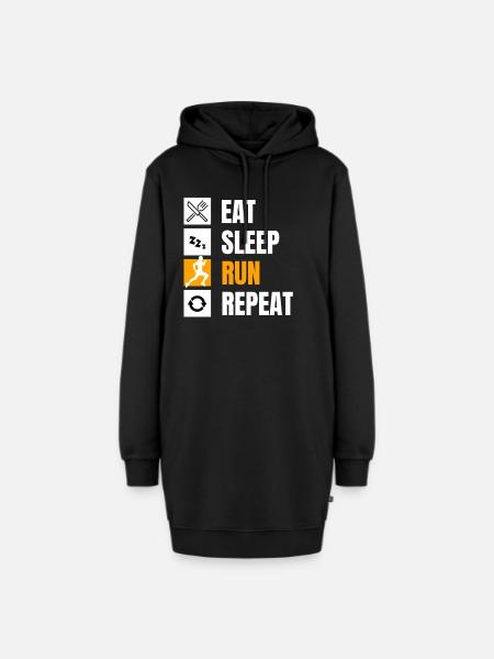 Eat Sleep Run Repeat Jogger - Hoodie-Kleid - Schwarz