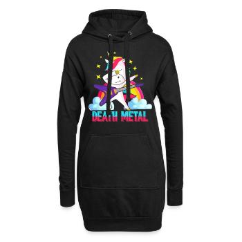 Rocker Einhorn Death Metal - Hoodie-Kleid - Schwarz - Vorne