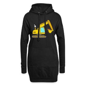 pelleteuse - Sweat-shirt à capuche long Femme - noir - Devant