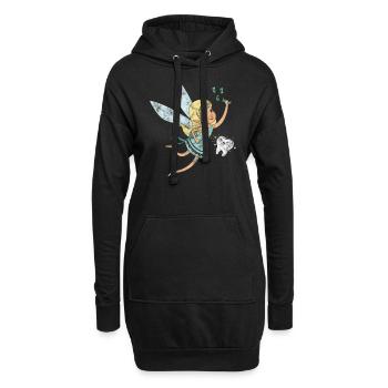 Fée des dents et pluie d'argent - Sweat-shirt à capuche long Femme - noir - Devant