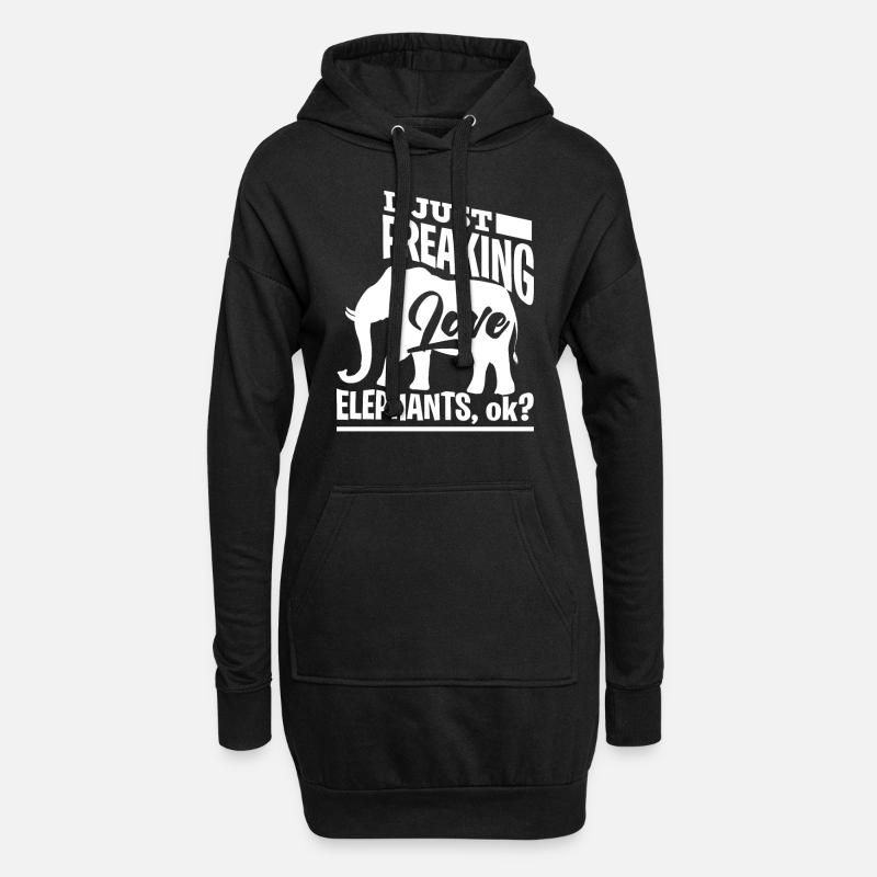 Elefant - Hoodie-Kleid - Schwarz