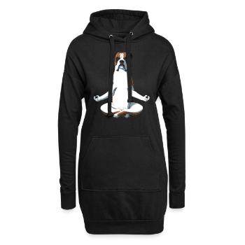 Yoga Boxer Hund - Hoodie-Kleid - Schwarz - Vorne