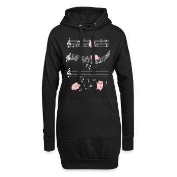 Musik Schweine Musiknoten Süßes Ferkel Geschenk - Hoodie-Kleid - Schwarz - Vorne