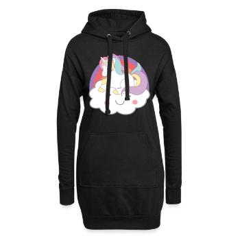 Einhörner Einhorn auf Wolke Unicorns - Hoodie-Kleid - Schwarz - Vorne