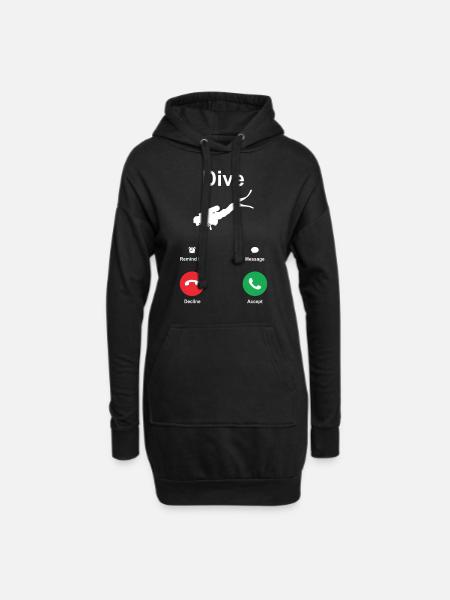 Tauchen - Hoodie-Kleid - Schwarz
