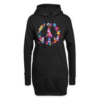 paix - Sweat-shirt à capuche long Femme - noir - Devant