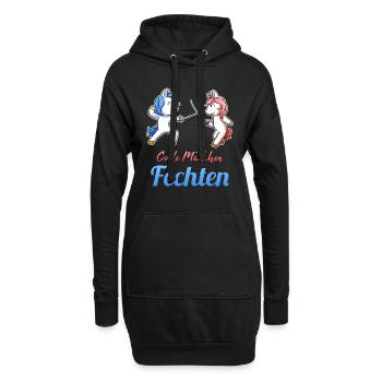 Coole Mädchen Fechten Einhorn Fechtkampf Fechter - Hoodie-Kleid - Schwarz - Vorne