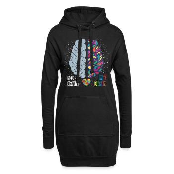 Autismus Bewusstsein Herz Autistisch Bunt - Hoodie-Kleid - Schwarz - Vorne