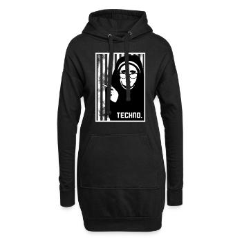 Techno Gabber Rave Elektro Breakbeat Tech-House - Sweat-shirt à capuche long Femme - noir - Devant
