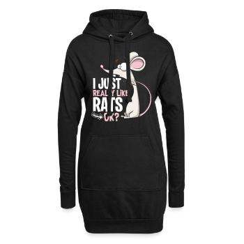 Ratten Lieblingstier - Hoodie-Kleid - Schwarz - Vorne