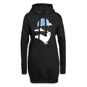 Alpaka Skydive Fallschirmsprung Fallschirmspringer - Hoodie-Kleid - Schwarz - Vorne
