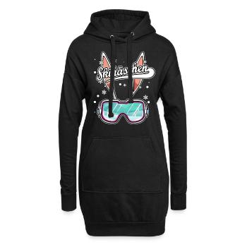 Skihäschen Skihaserl Apres Ski Skifahrer Schnee - Hoodie-Kleid - Schwarz - Vorne