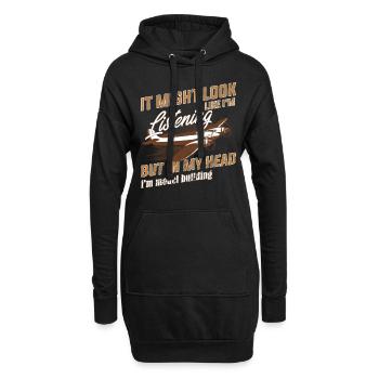 Modellflugzeug - Hoodie-Kleid - Schwarz - Vorne