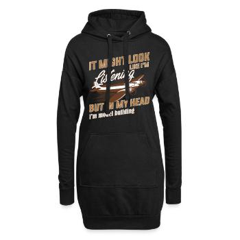 Modellflugzeug - Hoodie-Kleid - Schwarz - Vorne