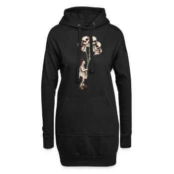 Fille avec des crânes de ballons de crâne - Sweat-shirt à capuche long Femme - noir - Devant