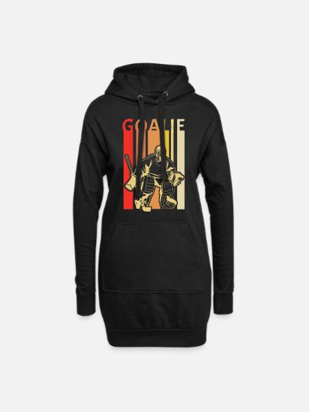 Ice hockey goalie goalkeeper vintage - Hoodie Dress - black