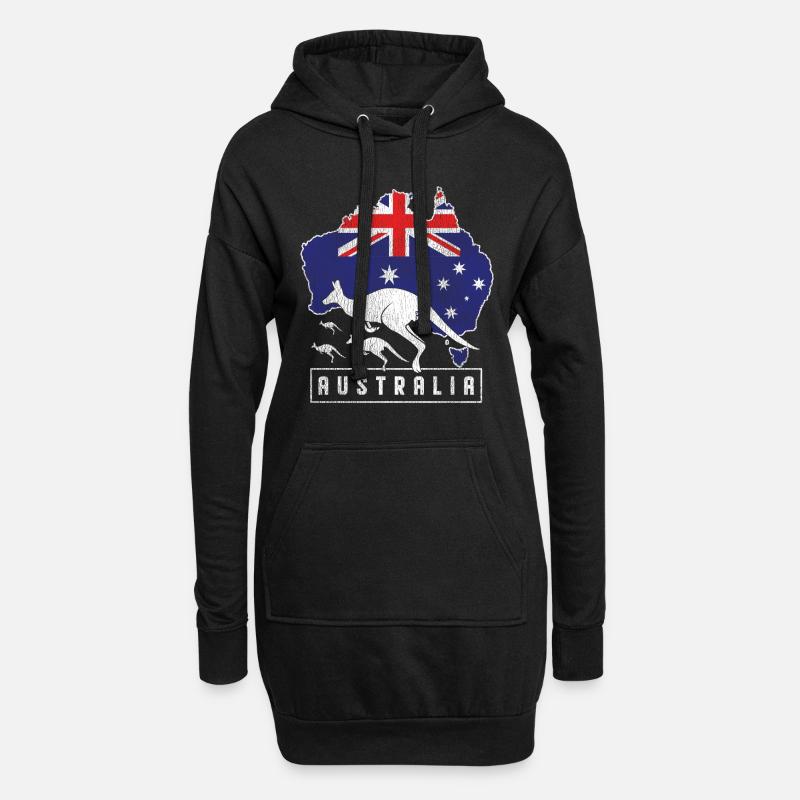 Australien Känguru - Hoodie-Kleid - Schwarz